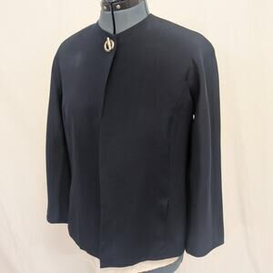 Navy minimalist toggle‑front blazer, size 2